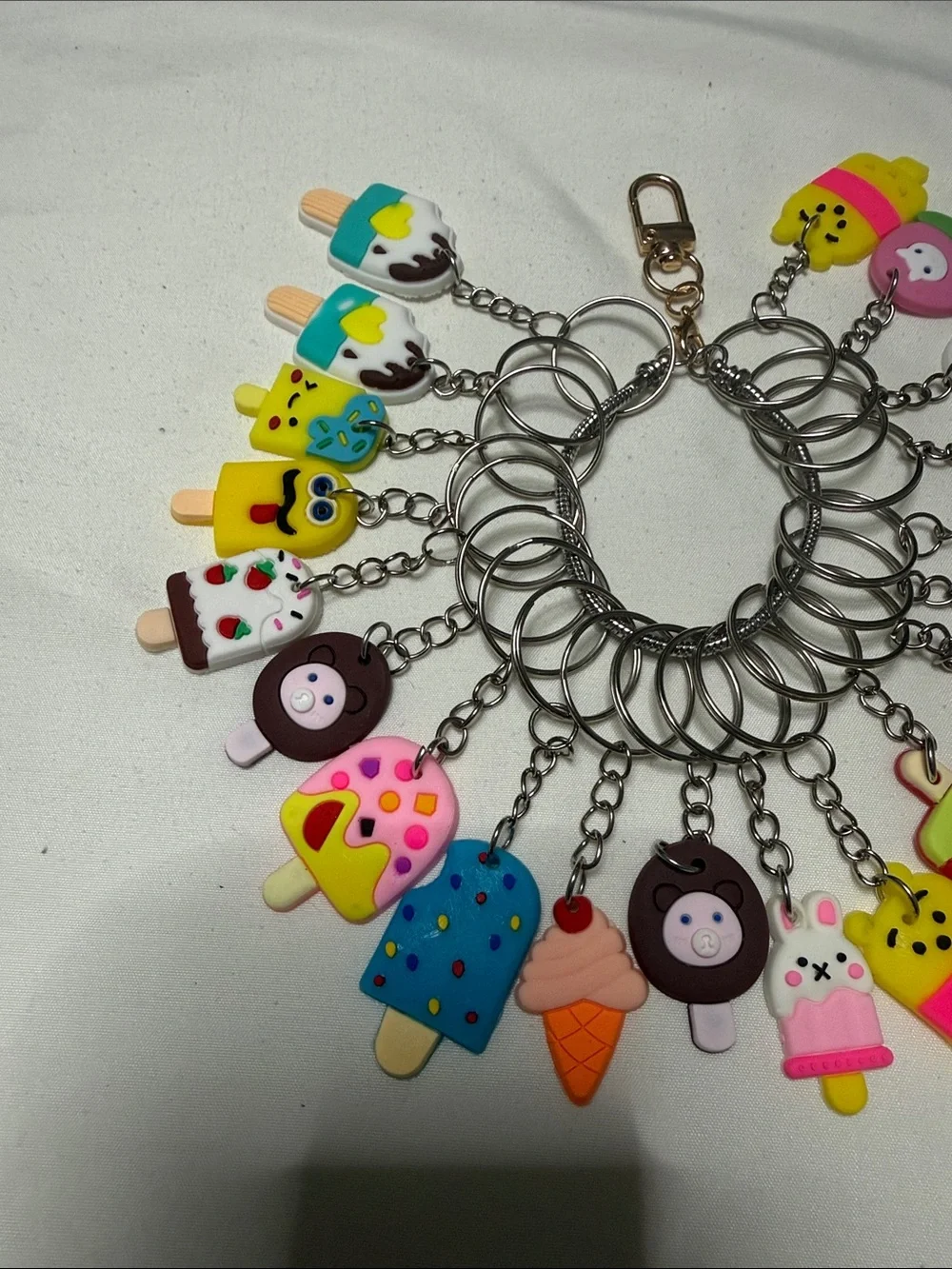 Mixed of 20 Ice Cream & Popsicle Keychain Set - Assorted Bright Colors